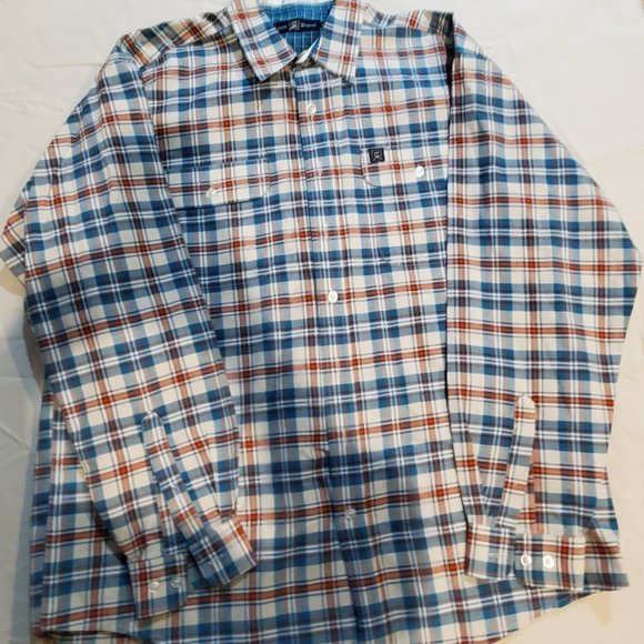 Cinch LS Button Down Shirt,  Size XL Miller Style M-107840, Teal/CreamPlai - Picture 8 of 8